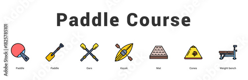 Paddle Course Modern and clean web banner illustration featuring thematic icons for visual communication
