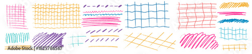 Organic underline and grid texture mixing crayon grain and crayon detail on structured grid blocks spacing, enhanced by sketchy scrawl marks and playful scrawl trails.