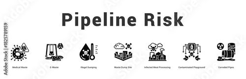 Pipeline Risk Modern and clean web banner illustration featuring thematic icons for visual communication