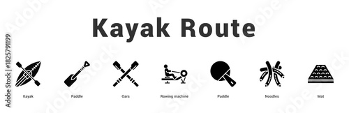 Kayak Route Modern and clean web banner illustration featuring thematic icons for visual communication