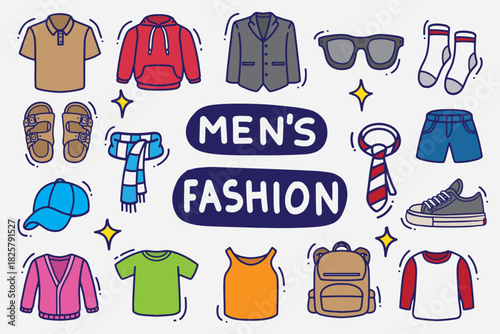 set of men fashion with color good for background, wallpaper, element design, etc