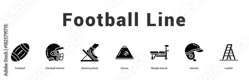 Football Line Modern and clean web banner illustration featuring thematic icons for visual communication