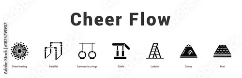 Cheer Flow Modern and clean web banner illustration featuring thematic icons for visual communication
