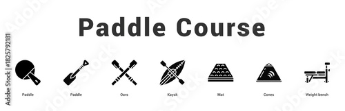 Paddle Course Modern and clean web banner illustration featuring thematic icons for visual communication