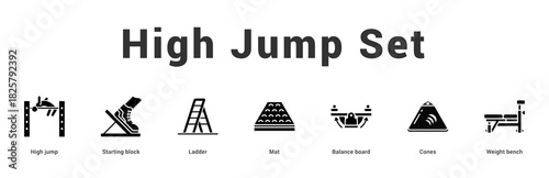 High Jump Set Modern and clean web banner illustration featuring thematic icons for visual communication
