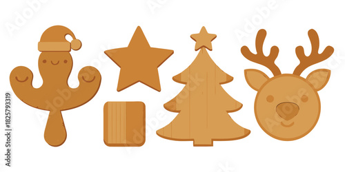 Christmas gingerbread reindeer tree star santa holiday season winter festive cute