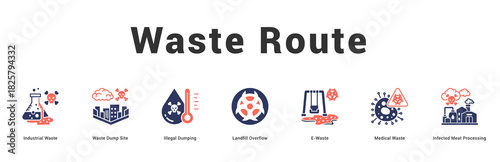 Waste Route Modern and clean web banner illustration featuring thematic icons for visual communication
