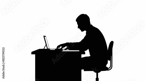 Silhouette of a man with laptop