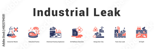 Industrial Leak Modern and clean web banner illustration featuring thematic icons for visual communication