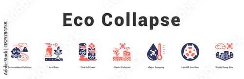 Eco Collapse Modern and clean web banner illustration featuring thematic icons for visual communication
