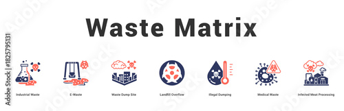 Waste Matrix Modern and clean web banner illustration featuring thematic icons for visual communication