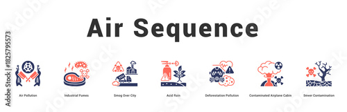 Air Sequence Modern and clean web banner illustration featuring thematic icons for visual communication