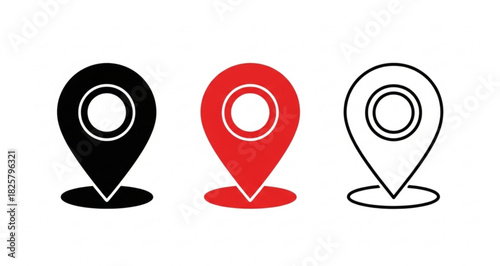 Set of map pin location icons. Modern map markers .Vector illustration on a white background.
