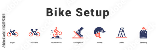 Bike Setup Modern and clean web banner illustration featuring thematic icons for visual communication