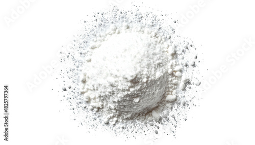 White powder pile, center-framed, on a black backdrop