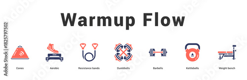 Warmup Flow Modern and clean web banner illustration featuring thematic icons for visual communication