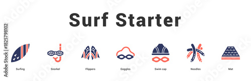 Surf Starter Modern and clean web banner illustration featuring thematic icons for visual communication