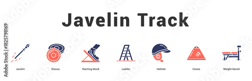 Javelin Track Modern and clean web banner illustration featuring thematic icons for visual communication