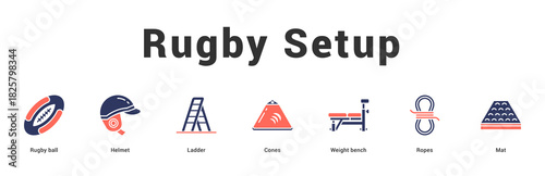 Rugby Setup Modern and clean web banner illustration featuring thematic icons for visual communication