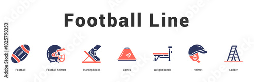 Football Line Modern and clean web banner illustration featuring thematic icons for visual communication