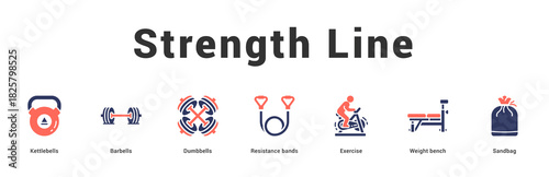 Strength Line Modern and clean web banner illustration featuring thematic icons for visual communication