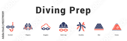 Diving Prep Modern and clean web banner illustration featuring thematic icons for visual communication
