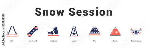 Snow Session Modern and clean web banner illustration featuring thematic icons for visual communication