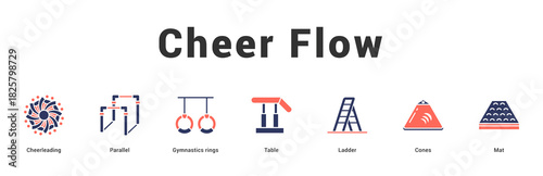 Cheer Flow Modern and clean web banner illustration featuring thematic icons for visual communication