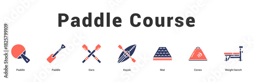 Paddle Course Modern and clean web banner illustration featuring thematic icons for visual communication