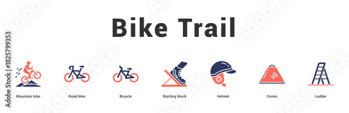 Bike Trail Modern and clean web banner illustration featuring thematic icons for visual communication