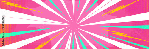 Sharp comic burst flares intersect with smooth manga lines. Anime speed enhances the style, forming a powerful comic background and a glowing manga burst background.