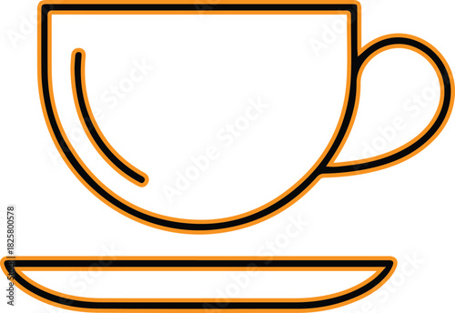 Simple outline drawing of a coffee cup and saucer