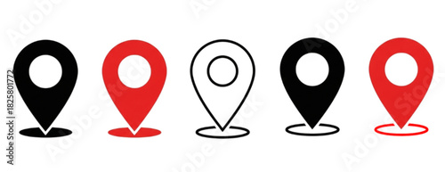 Set of map pin location icons. Modern map markers .Vector illustration on a white background.