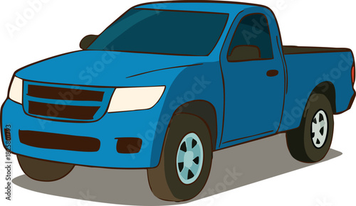 Vector illustration of a blue pickup truck.