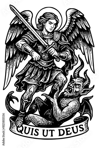 Saint michael the archangel defeating the devil