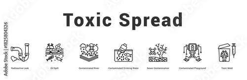 Toxic Spread Modern and clean web banner illustration featuring thematic icons for visual communication