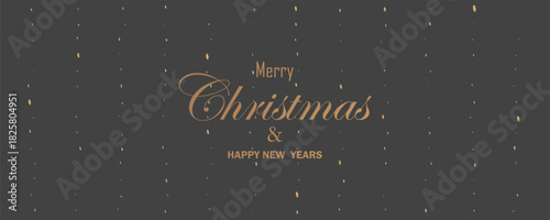Merry Christmas Typographic Greeting Card on grey color background. vector illustration