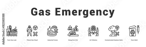 Gas Emergency Modern and clean web banner illustration featuring thematic icons for visual communication