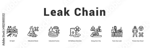 Leak Chain Modern and clean web banner illustration featuring thematic icons for visual communication