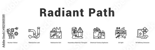 Radiant Path Modern and clean web banner illustration featuring thematic icons for visual communication