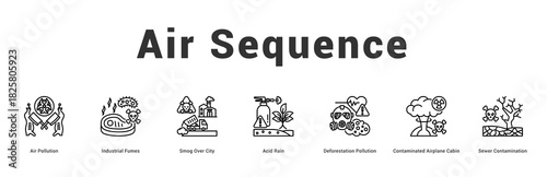Air Sequence Modern and clean web banner illustration featuring thematic icons for visual communication