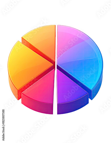 Sliced colorful isometric pie chart