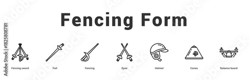 Fencing Form Modern and clean web banner illustration featuring thematic icons for visual communication