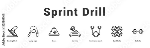 Sprint Drill Modern and clean web banner illustration featuring thematic icons for visual communication