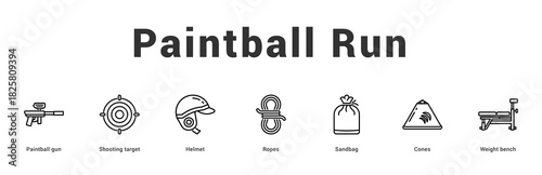 Paintball Run Modern and clean web banner illustration featuring thematic icons for visual communication