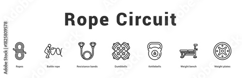 Rope Circuit Modern and clean web banner illustration featuring thematic icons for visual communication