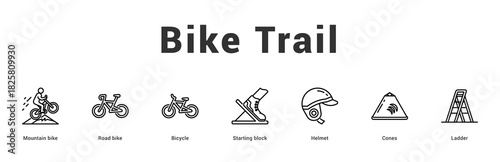 Bike Trail Modern and clean web banner illustration featuring thematic icons for visual communication