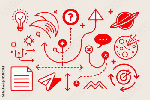 broad mapping style collection red pencil sketch  