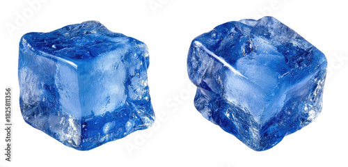 Wallpaper Mural Two blue ice cubes with irregular, crystalline textures Torontodigital.ca