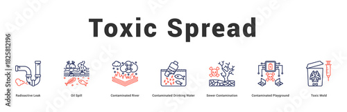 Toxic Spread Modern and clean web banner illustration featuring thematic icons for visual communication